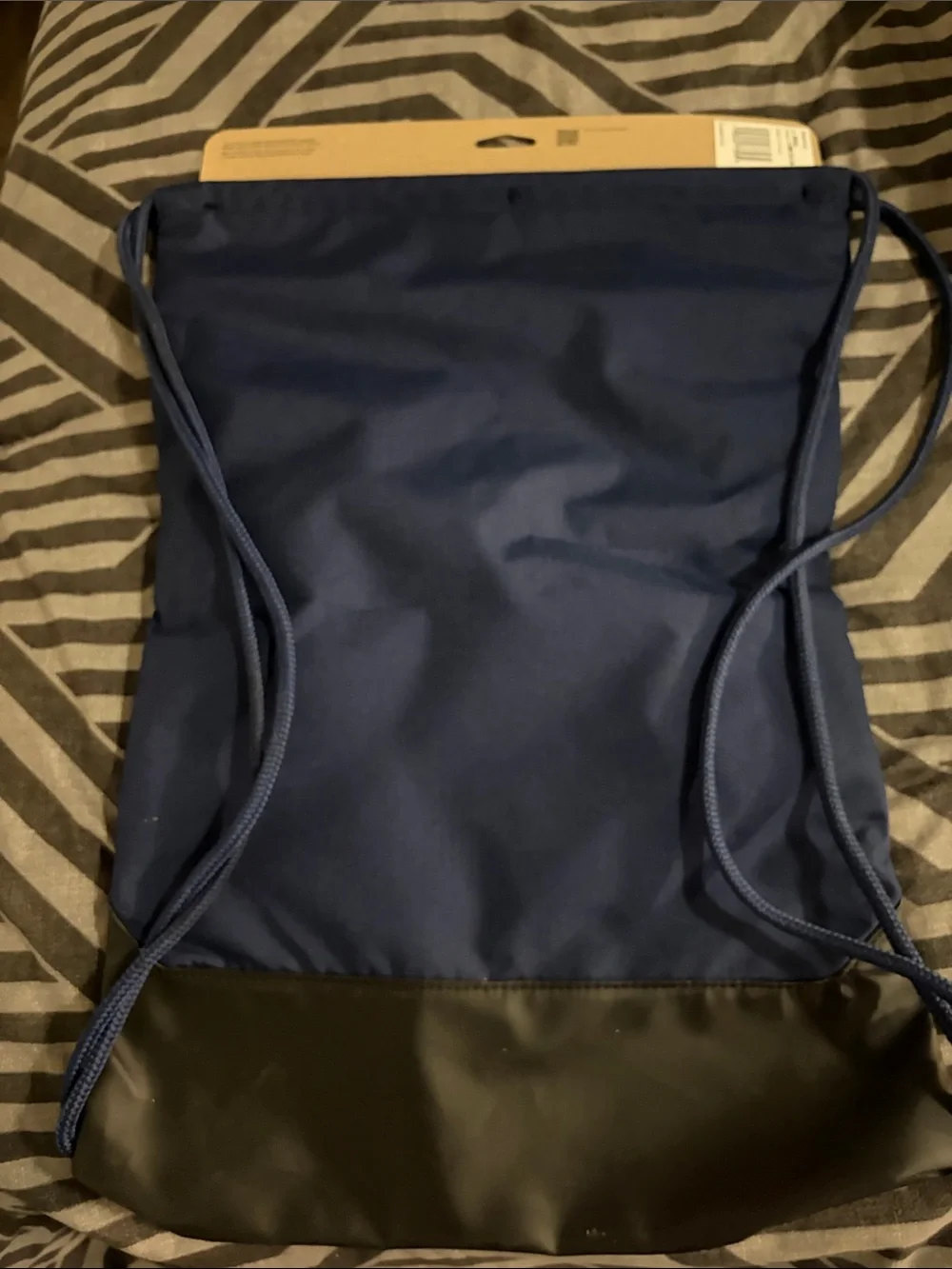 Nike Navy Blue Drawstring Backpack with White Swoosh